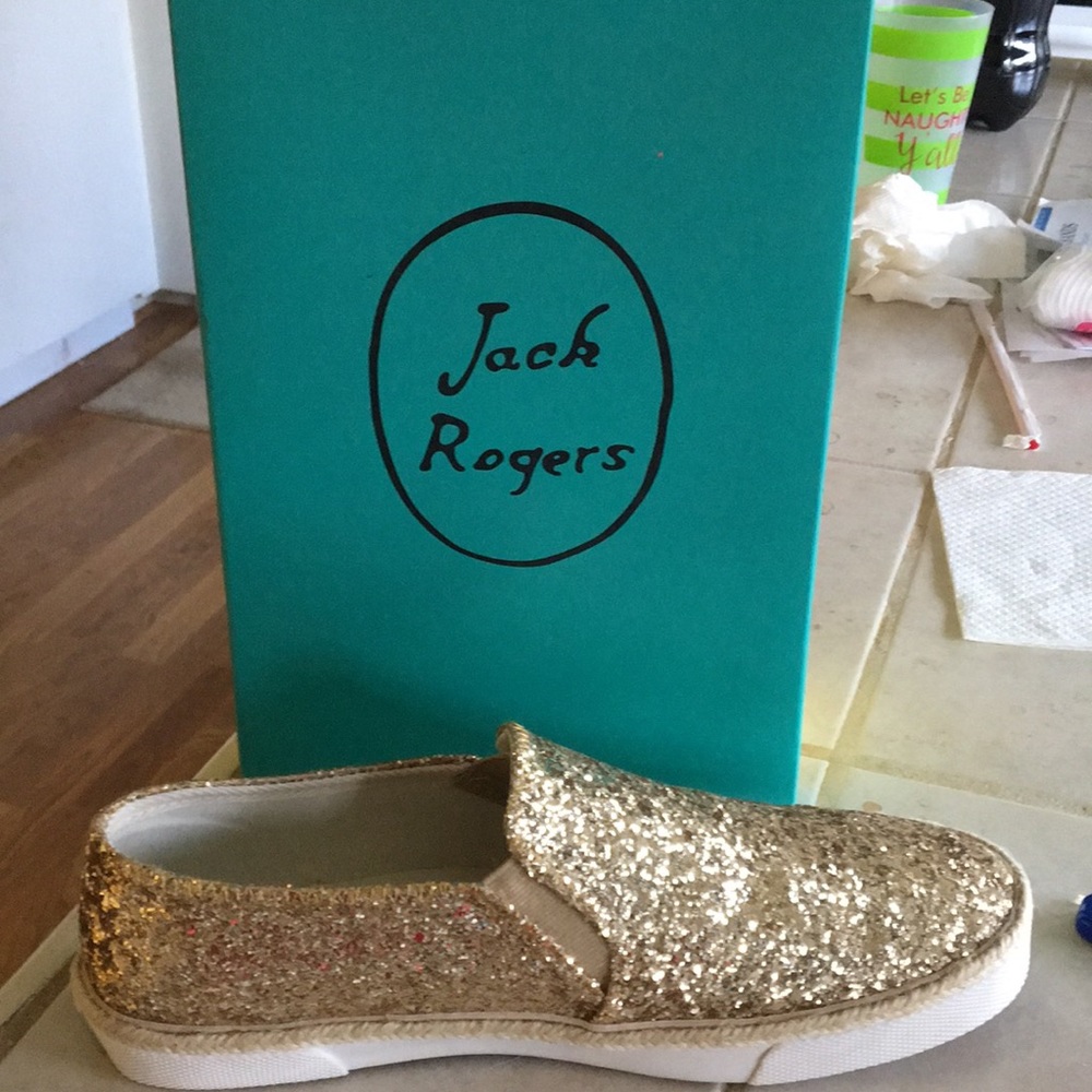 Jack Rogers Tucker  Shoes size 9.5 M Gold Sparkle